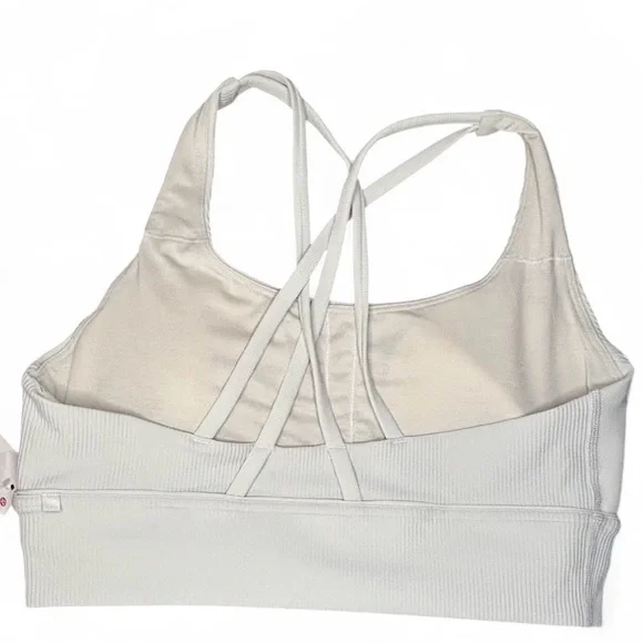 Lululemon Energy Bra Vapor White Ribbed Medium Support Size 12 NWT - Picture 4 of 5